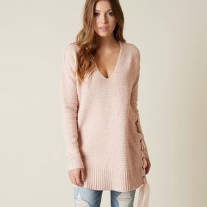 Free People | Knit Pink Lace-Up Dress